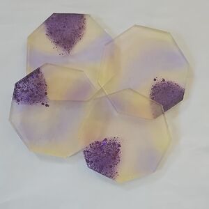 Hand Crafted Purple and Yellow Coasters
